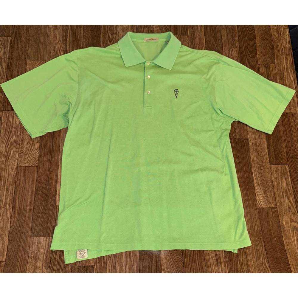 Peter Millar Mens XL Lime Green Double Mercerized Cotton Short Sleeve Polo Shirt